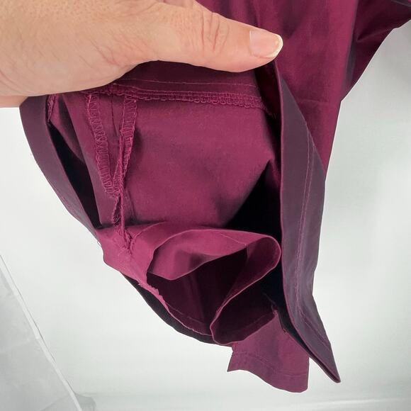 Adrianna Papell Satin Sheath Dress Sz 4 Magenta Shiny Ruching Cocktail Formal - Picture 9 of 14